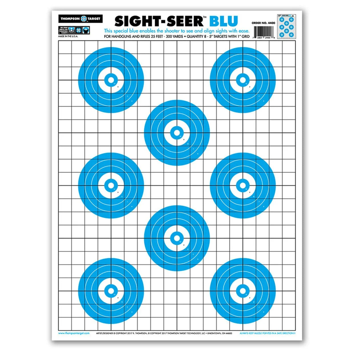 Sight Seer Blu - Paper Bullseye Shooting Targets - 19x25 (20 Pack)