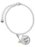 Delight Jewelry Silvertone Enamel Softball and Bat - Domed Thank You Charm Bracelet, 6+2