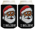 ThisWear Christmas Coolie I Believe Black Santa Christmas Presents 2-pack Can Coolies Drink Coolers Multi