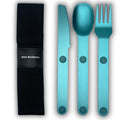 Magnetic Utensils Set - Compact & Sustainable Metal Flatware with Case for Outdoor, Travel, Home & Kid-Friendly Meals | Utensil Set | Knife, Fork & Spoon-Arctic Teal
