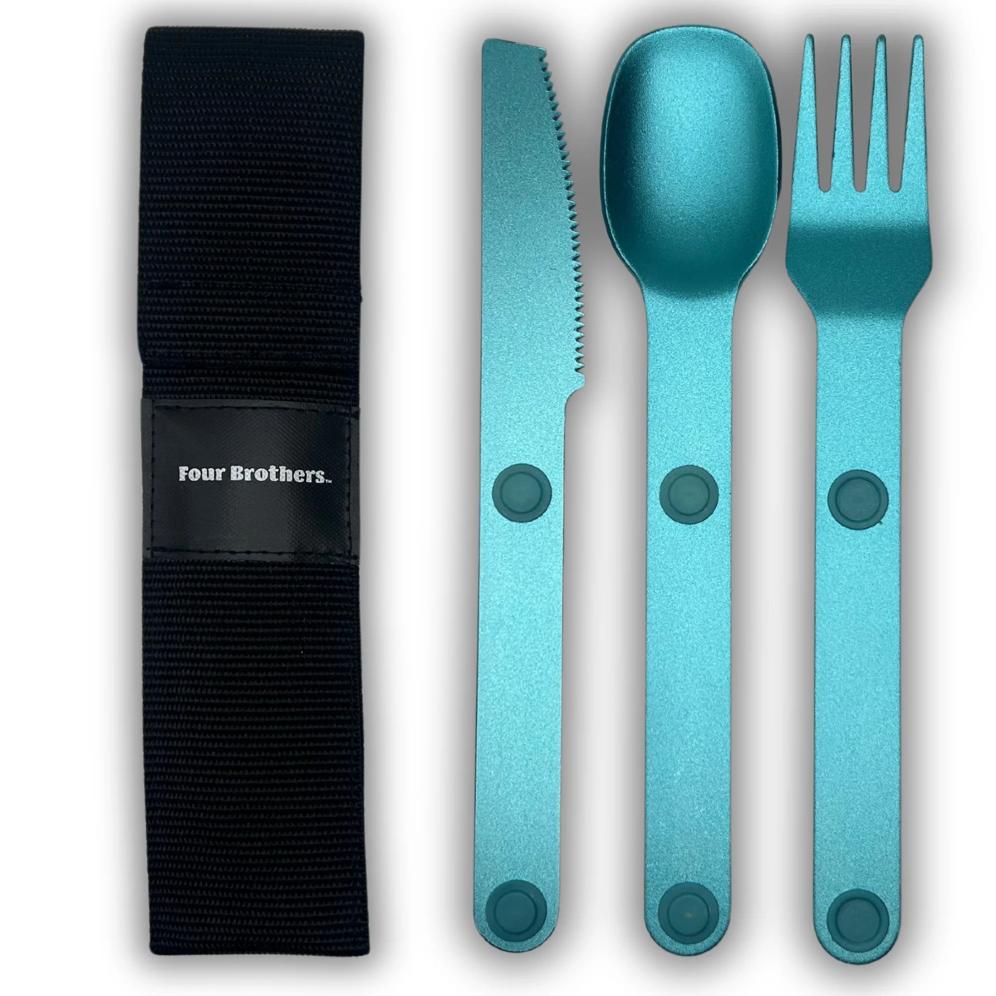 Magnetic Utensils Set - Compact & Sustainable Metal Flatware with Case for Outdoor, Travel, Home & Kid-Friendly Meals | Utensil Set | Knife, Fork & Spoon-Arctic Teal