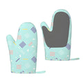 ZNDUO Kitchen Oven Gloves, Durable Heat Resistant Oven Gloves with Quilted Liner Non-Slip Textured Grip Perfect for BBQ, Baking, Cooking and Grilling, Blue Memphis Style Elements