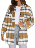 ROSVIGOR Flannel Shirts for Women Plaid Jacket Long Sleeve Button Down Shacket Chest Pocketed Shirts