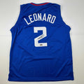 Facsimile Autographed Kawhi Leonard Los Angeles LA Blue Reprint Laser Auto Basketball Jersey Size Men's XL