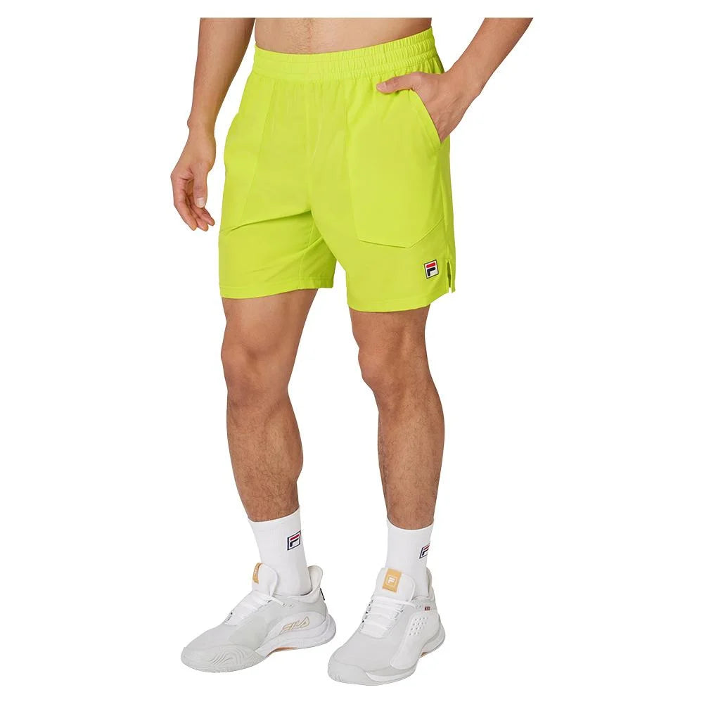 Fila Men`s 7 Inch Woven Tennis Court Short Cyber Lime (  LARGE   )