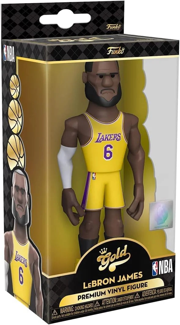 Funko Gold NBA LeBron James 5 Premium Vinyl Figure LA Lakers Yellow Jersey